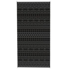 Outsunny Reversible Outdoor Rug, Waterproof Plastic Straw with Carry Bag, 9' x 18', Black & Gray Geometric Wall