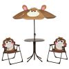 Outsunny Kids Outdoor Table & Chair Set, Folding Garden Furniture with Adjustable Umbrella for Patio, Fun & Durable, 3-6 Years