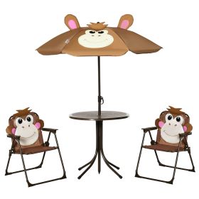 Outsunny Kids Outdoor Table & Chair Set, Folding Garden Furniture with Adjustable Umbrella for Patio, Fun & Durable, 3-6 Years