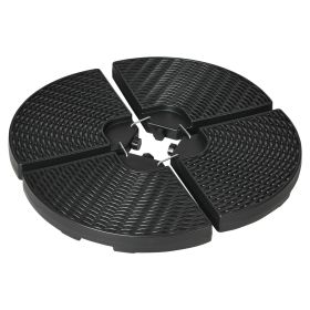 Outsunny Cantilever Umbrella Base 4pc Set 175lb HDPE Water Sand Fillable Weights for Offset Hanging Umbrellas Brown