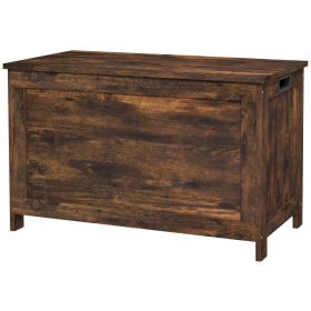 HOMCOM 29.9" Wooden Storage Trunk Rustic Brown with 2 Safety Hinges Side Handles Storage Chest for Playroom