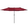 Outsunny Extra Large 15ft Patio Umbrella, Double-Sided Outdoor Market Umbrella with Crank Handle for Deck, Lawn, Backyard and Pool, Wine Red