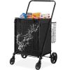 VEVOR Folding Shopping Cart with Removable Waterproof Liner, 330LBS Large Capacity Jumbo Grocery Cart with Dual Basket, 360Â° Swivel Wheels