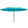 Outsunny Extra Large 15ft Patio Umbrella, Double-Sided Outdoor Umbrella with Crank Handle and Air Vents for Backyard, Deck, Pool, Market, Blue