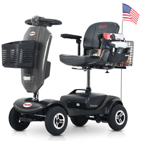Outdoor compact mobility scooter with windshield ,300W Motor, Travel - Long Range Power Extended Battery with Cup holders & USB charger port, GREY