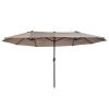 Outsunny Extra Large 15ft Patio Umbrella, Double-Sided Outdoor Umbrella with Crank Handle and Air Vents for Backyard, Deck, Pool, Market, Tan