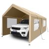Carport, 10Ã—20 Heavy Duty Portable Carport Garage Tent for Outdoor Storage Shelter khaki