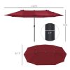 Outsunny Extra Large 15ft Patio Umbrella, Double-Sided Outdoor Market Umbrella with Crank Handle for Deck, Lawn, Backyard and Pool, Wine Red