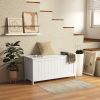 HOMCOM 39.4" Storage Trunk with 2 Safety Hinges, Wooden Bench, Side Handles, Chest for Playroom, White