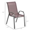 Outsunny Set of 4 Outdoor Dining Chairs, Stackable Patio Chairs with High Back, Breathable Mesh Seat for Garden Lawn, Brown