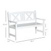 Outsunny 2-Seater Wooden Garden Bench, 4FT Outdoor Patio Loveseat with Unique X-Shape Back for Yard, Lawn, Porch, White