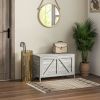 HOMCOM Storage Chest, Farmhouse Lift Top Box Organizer with Safety Hinge, for Bedroom, Entryway, Living Room, Gray Wood Grain