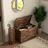 HOMCOM 29.9" Wooden Storage Trunk Rustic Brown with 2 Safety Hinges Side Handles Storage Chest for Playroom