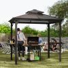 Outsunny Outside Porch BBQ Cooking Pergola Canopy with 6 Hooks for Utensils and Double Venting Roof, Coffee