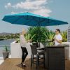 Outsunny Extra Large 15ft Patio Umbrella, Double-Sided Outdoor Umbrella with Crank Handle and Air Vents for Backyard, Deck, Pool, Market, Blue