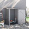 Outsunny 3.3' x 3.4' Outdoor Storage Shed, Galvanized Metal Utility Garden Tool House, 2 Vents and Lockable Door for Backyard, Bike, Patio, Garage