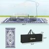 Outsunny Reversible Outdoor Rug, Waterproof Plastic Straw with Carry Bag, 9' x 18', Blue & White Square Patchwork
