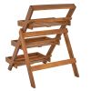 3-Tier Acacia Wood Plant Stand, Foldable Compact Indoor/Outdoor Display Rack for Plants and Decorative Items