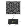 Outsunny Portable Patio Mat Reversible Black & Gray Geometric Outdoor Rug 8x10 with Carry Bag for RV Camping