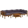 7 Piece Patio Lounge Set with Cushion Solid Acacia Wood