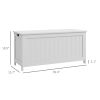 HOMCOM 39.4" Storage Trunk with 2 Safety Hinges, Wooden Bench, Side Handles, Chest for Playroom, White
