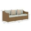 Outsunny Rattan Wicker 3 Seater Patio Couch with Cushions, 2 Throw Pillows, Outdoor Furniture Rattan Sofa, Light Gray