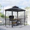 Outsunny Outside Porch BBQ Cooking Pergola Canopy with 6 Hooks for Utensils and Double Venting Roof, Coffee