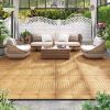 30 PCS Interlocking Deck Tiles 12 x 12 Inch Acacia Wood Patio Tiles with Straight Slats
