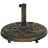 Outsunny Round Patio Umbrella Base with Wheels, 44 lbs Resin Umbrella Stand Base