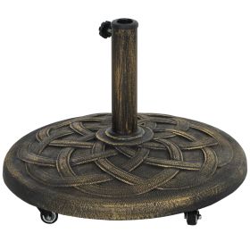 Outsunny Round Patio Umbrella Base with Wheels, 44 lbs Resin Umbrella Stand Base (Color: default)