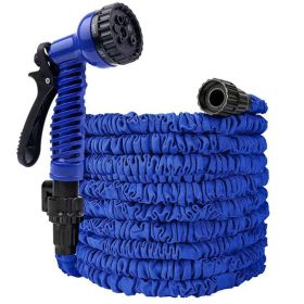 Expanding Expandable Flexible Garden Water Hose w Spray Nozzle 25, 50, 75, 100FT (Item Length: 100 ft, Color: Blue)