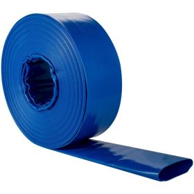 Swimming Pool Backwash Drain Hose PVC Fabric Flat Hose (Color: Blue, size: 1-1/2" x 105')