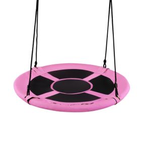 40 Inch Flying Saucer Tree Swing Indoor Outdoor Play Set (Color: Pink)