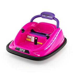 12V Kids Bumper Car Ride on Toy with Remote Control and 360 Degree Spin Rotation (Color: Pink)