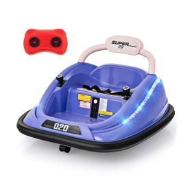 12V Kids Bumper Car Ride on Toy with Remote Control and 360 Degree Spin Rotation (Color: Purple)
