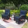 360-Degree Patio Wicker Swivel Rocker Chairs Set;  Outdoor Rattan Rocking Bistro Sets with Cushions and Table