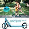 LED Light Up Large Wheels Scooter for Kids Ages 6-12 and Adults with Handbrake;  Kick Scooters for Teens 12 Years and Up with Carry Strap and Bell